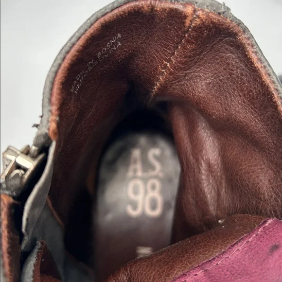 A.S.98 Leather Ankle Boots Gray Buckle Zip Made in Bosnia Size 36 - Picture 3 of 15